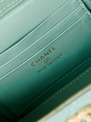 Chanel AP3804 Clutch Lambskin Vanity Box bag With Pearl handle Green - Default Title - View 9