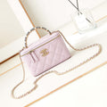 Chanel AP3804 Clutch Lambskin Vanity Box bag With Pearl handle Pink - Default Title - View 1