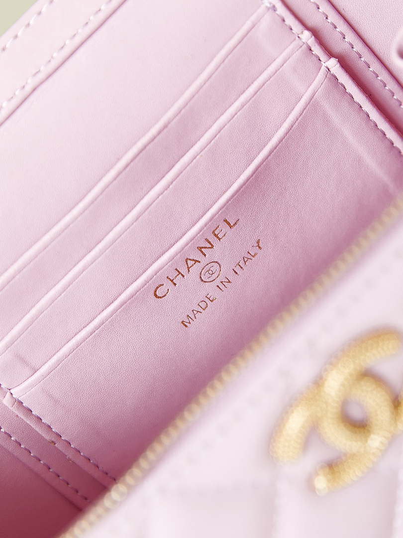 Chanel AP3804 Clutch Lambskin Vanity Box bag With Pearl handle Pink - Default Title - View 9