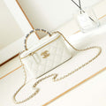 Chanel AP3804 Clutch Lambskin Vanity Box bag With Pearl handle White - Default Title - View 1