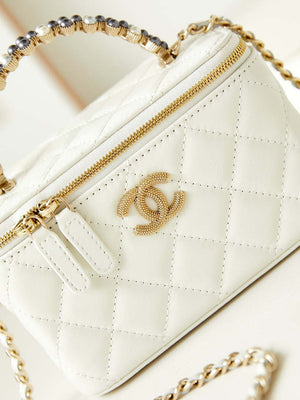 Chanel AP3804 Clutch Lambskin Vanity Box bag With Pearl handle White - Default Title - View 2