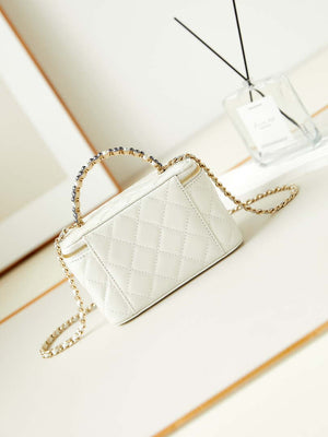 Chanel AP3804 Clutch Lambskin Vanity Box bag With Pearl handle White - Default Title - View 5