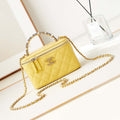 Chanel AP3804 Clutch Lambskin Vanity Box bag With Pearl handle Yellow - Default Title - View 1