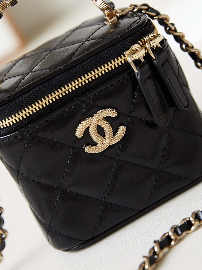 Chanel AP3805 Mini Clutch Lambskin Vanity Box bag With Pearl handle Black - Default Title - View 2
