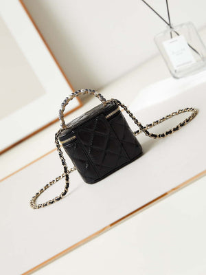 Chanel AP3805 Mini Clutch Lambskin Vanity Box bag With Pearl handle Black - Default Title - View 5