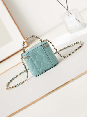 Chanel AP3805 Mini Clutch Lambskin Vanity Box bag With Pearl handle Green - Default Title - View 5