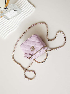 Chanel AP3805 Mini Clutch Lambskin Vanity Box bag With Pearl handle Pink - Default Title - View 7