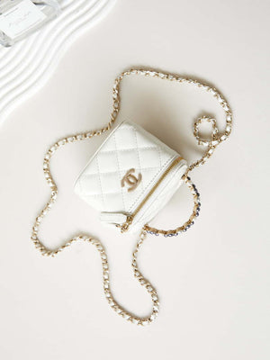 Chanel AP3805 Mini Clutch Lambskin Vanity Box bag With Pearl handle White - Default Title - View 7