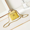 Chanel AP3805 Mini Clutch Lambskin Vanity Box bag With Pearl handle Yellow - Default Title - View 1