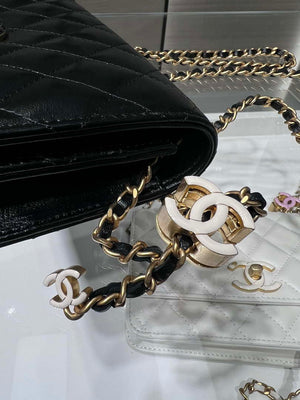 Chanel AP3938  Wallet On Chain Shiny Lambskin  Enamel & Gold-Tone Metal Black - Default Title - View 6
