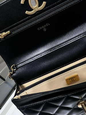 Chanel AP3938  Wallet On Chain Shiny Lambskin  Enamel & Gold-Tone Metal Black - Default Title - View 8