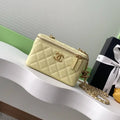 Chanel AP3940 25B Long Vanity with Chain  Calfskin Gold-Tone Meta Yellow