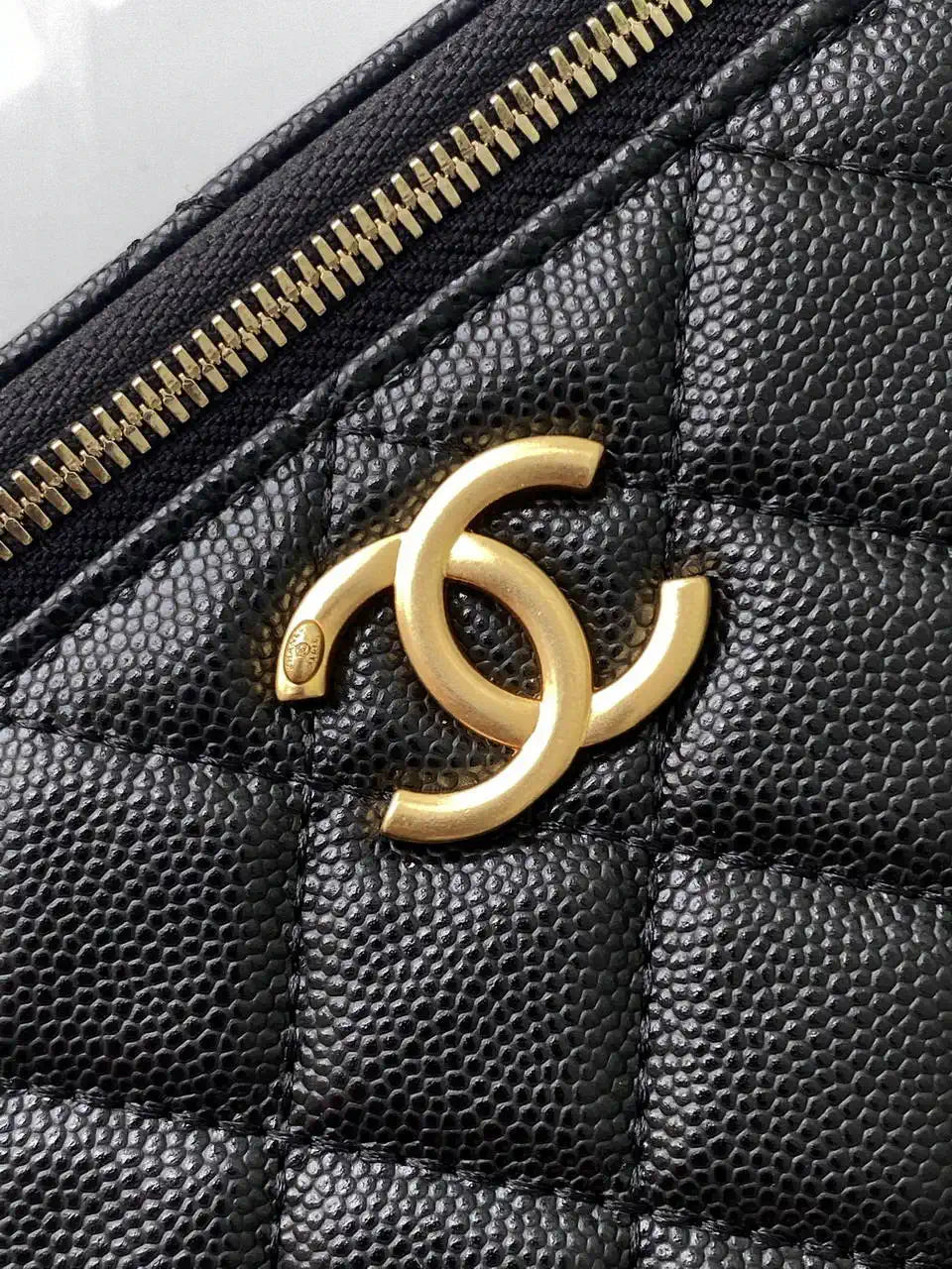 Chanel AP3940 25B Long Vanity with Chain  Calfskin Gold-Tone Meta Black
