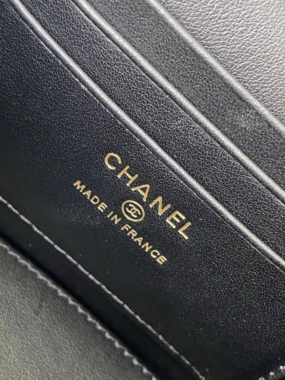 Chanel AP3940 25B Long Vanity with Chain  Calfskin Gold-Tone Meta Black