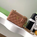 Chanel AP3940 25B Long Vanity with Chain  Calfskin Gold-Tone Meta Brown