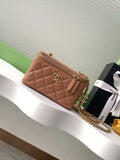 Chanel AP3940 25B Long Vanity with Chain  Calfskin Gold-Tone Meta Brown