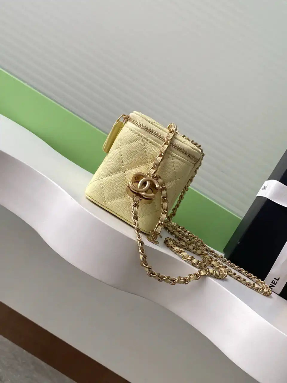 Chanel AP3940 25B Long Vanity with Chain  Calfskin Gold-Tone Meta Yellow
