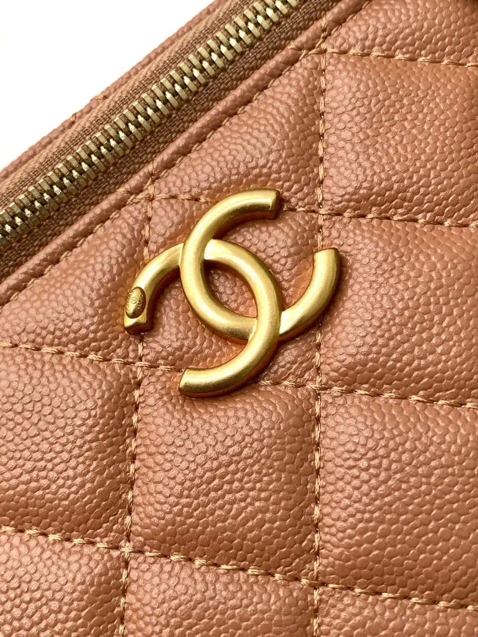 Chanel AP3940 25B Long Vanity with Chain  Calfskin Gold-Tone Meta Brown