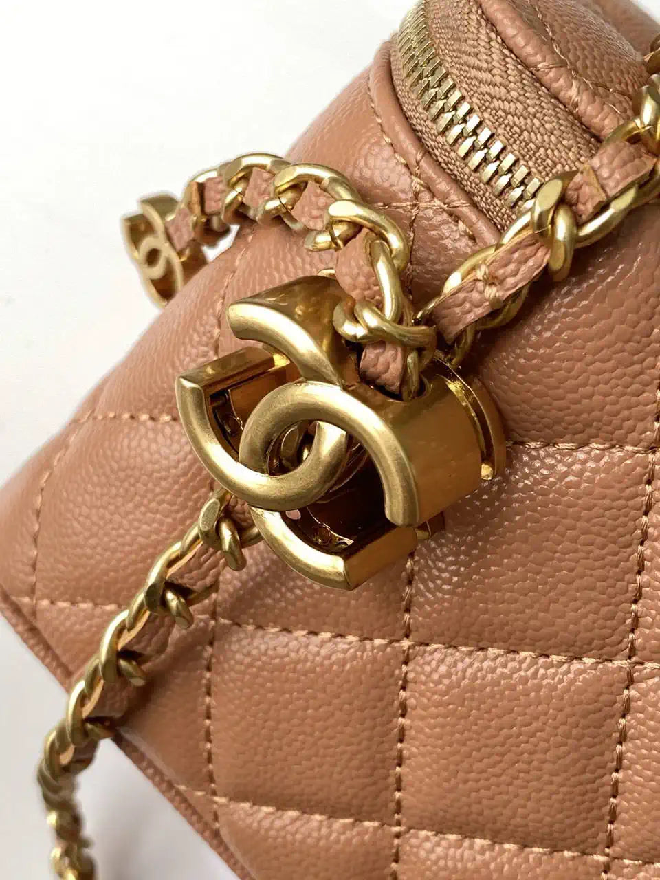 Chanel AP3940 25B Long Vanity with Chain  Calfskin Gold-Tone Meta Brown