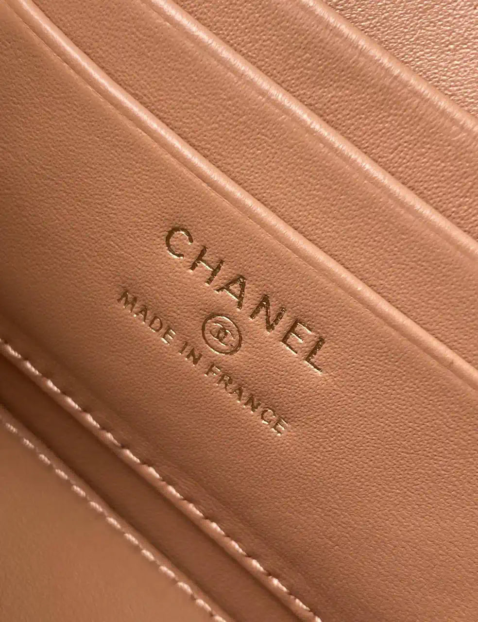 Chanel AP3940 25B Long Vanity with Chain  Calfskin Gold-Tone Meta Brown