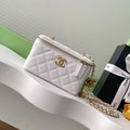 Chanel AP3940 25B Long Vanity with Chain  Calfskin Gold-Tone Meta White