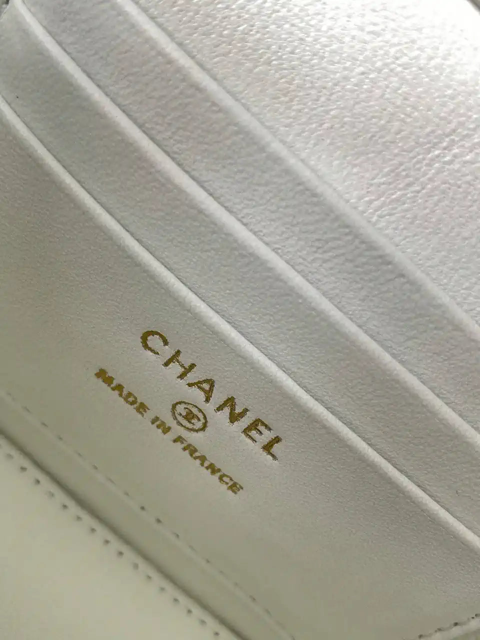 Chanel AP3940 25B Long Vanity with Chain  Calfskin Gold-Tone Meta White