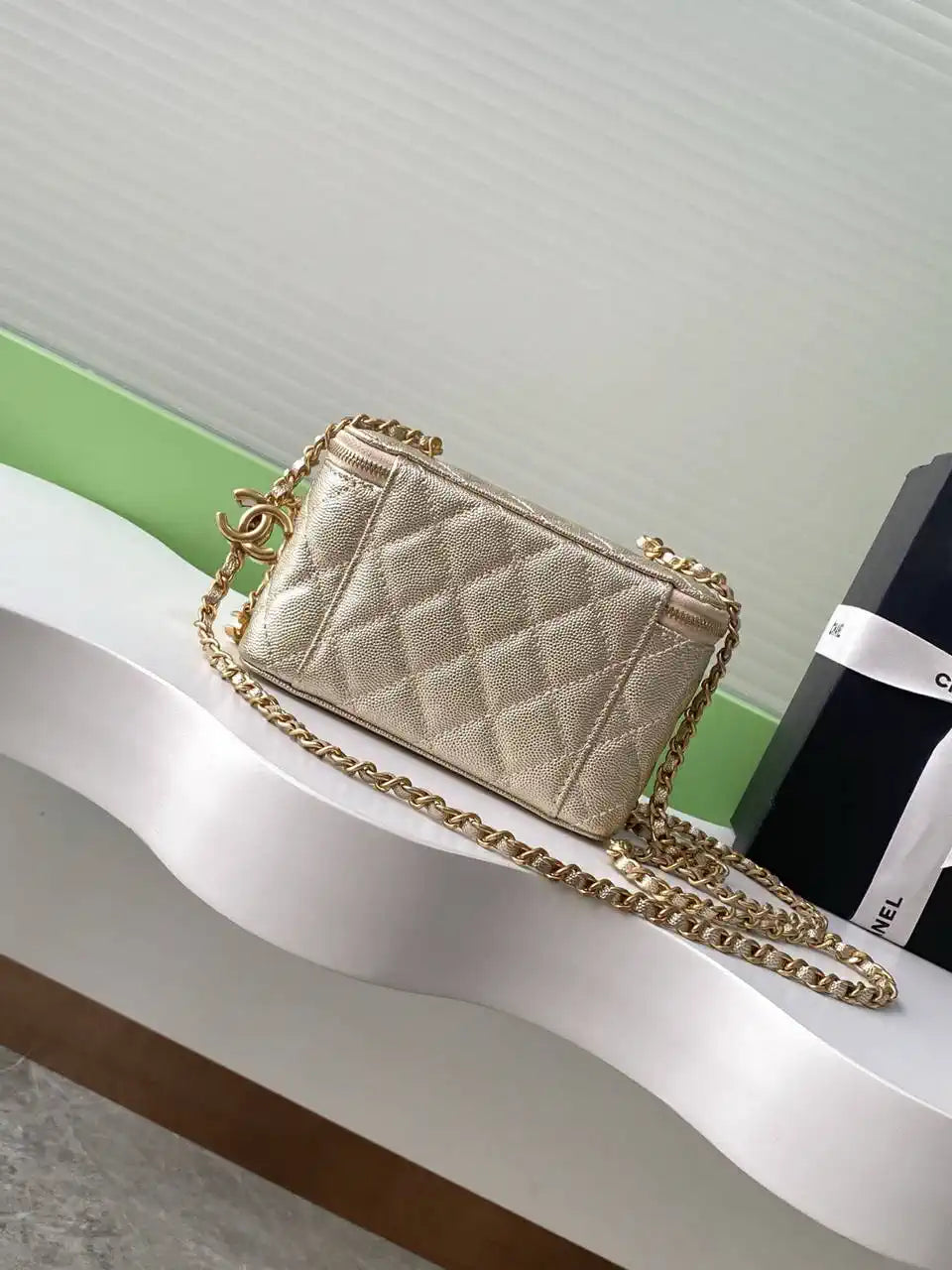Chanel AP3940 25B Long Vanity with Chain  Calfskin Gold-Tone Meta Gold