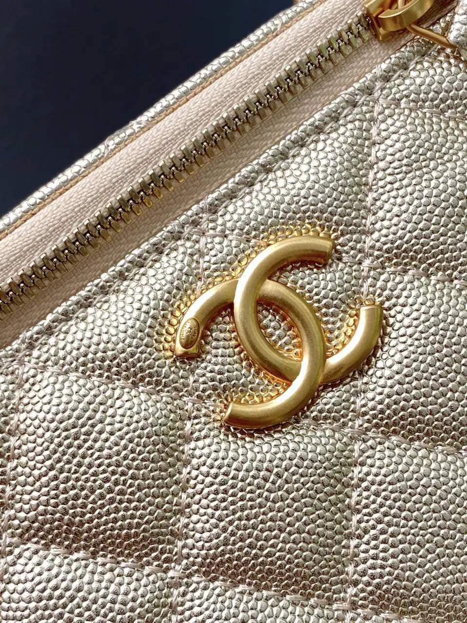 Chanel AP3940 25B Long Vanity with Chain  Calfskin Gold-Tone Meta Gold