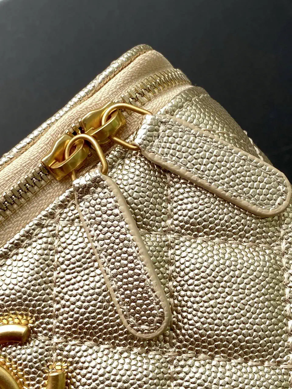 Chanel AP3940 25B Long Vanity with Chain  Calfskin Gold-Tone Meta Gold