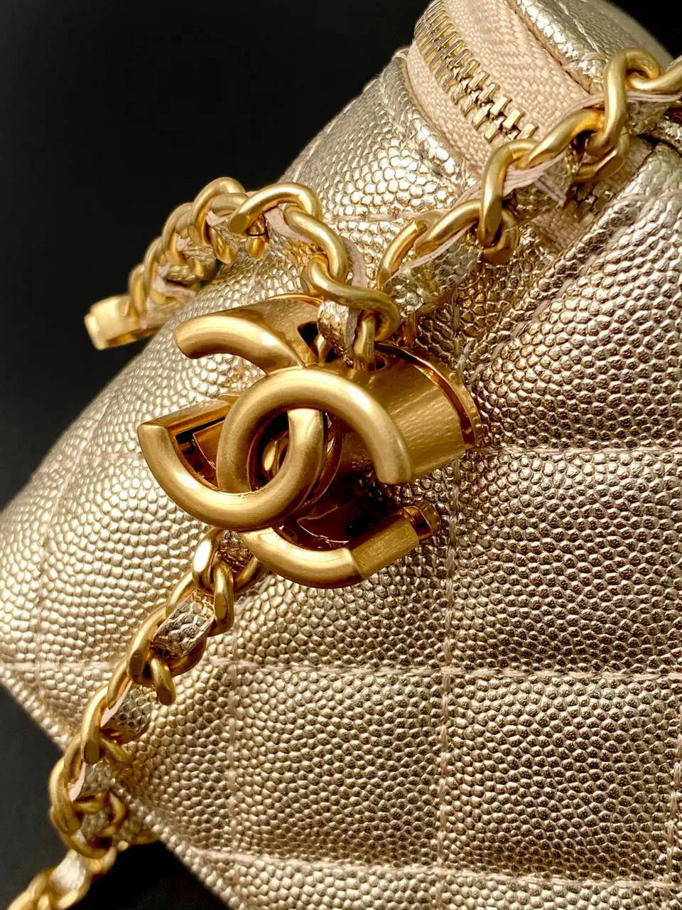 Chanel AP3940 25B Long Vanity with Chain  Calfskin Gold-Tone Meta Gold