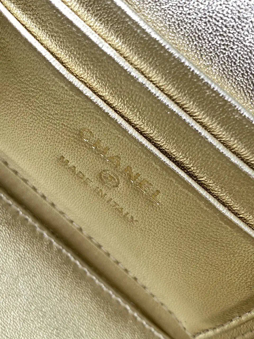 Chanel AP3940 25B Long Vanity with Chain  Calfskin Gold-Tone Meta Gold