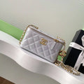 Chanel AP3940 25B Long Vanity with Chain  Calfskin Gold-Tone Meta Silver