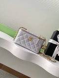 Chanel AP3940 25B Long Vanity with Chain  Calfskin Gold-Tone Meta Silver