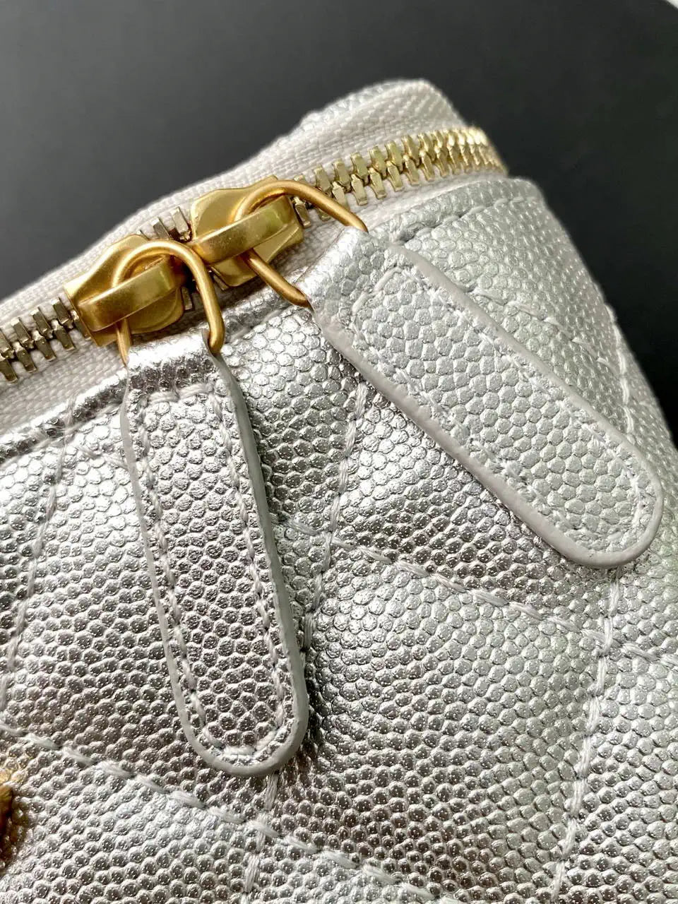Chanel AP3940 25B Long Vanity with Chain  Calfskin Gold-Tone Meta Silver