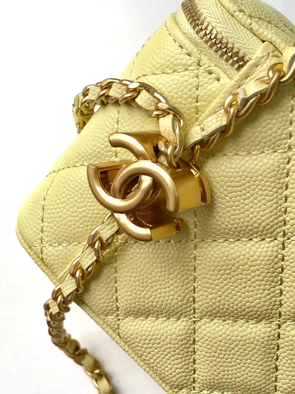 Chanel AP3940 25B Long Vanity with Chain  Calfskin Gold-Tone Meta Yellow