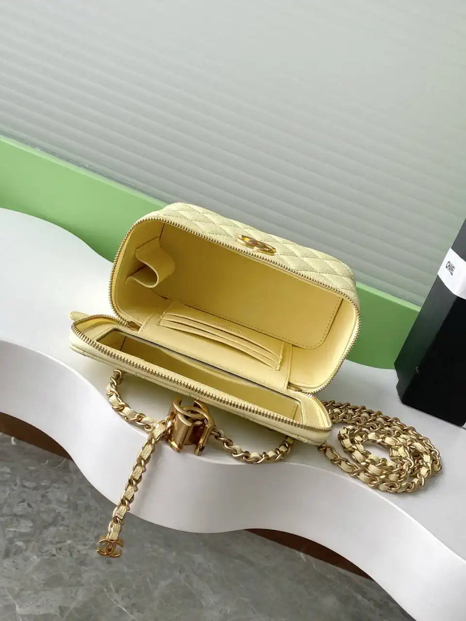 Chanel AP3940 25B Long Vanity with Chain  Calfskin Gold-Tone Meta Yellow