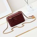 Chanel AP3940 Clutch With Chain Lambskin Vanity Box bag with Enamel buckle Wine Red - Default Title - View 1