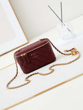 Chanel AP3940 Clutch With Chain Lambskin Vanity Box bag with Enamel buckle Wine Red