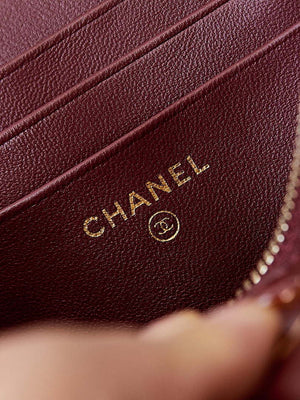 Chanel AP3940 Clutch With Chain Lambskin Vanity Box bag with Enamel buckle Wine Red - Default Title - View 9