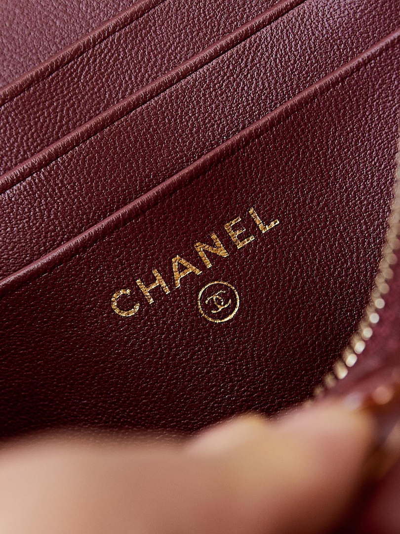 Chanel AP3940 Clutch With Chain Lambskin Vanity Box bag with Enamel buckle Wine Red - Default Title - View 9