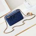 Chanel AP3940 Clutch With Chain Lambskin Vanity Box bag with Enamel buckle Blue - Default Title - View 1