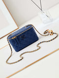 Chanel AP3940 Clutch With Chain Lambskin Vanity Box bag with Enamel buckle Blue