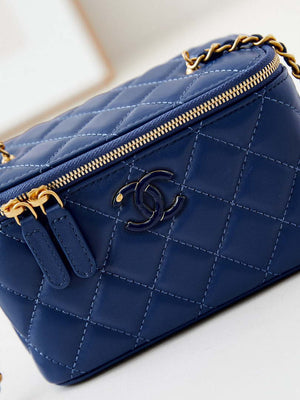 Chanel AP3940 Clutch With Chain Lambskin Vanity Box bag with Enamel buckle Blue - Default Title - View 2