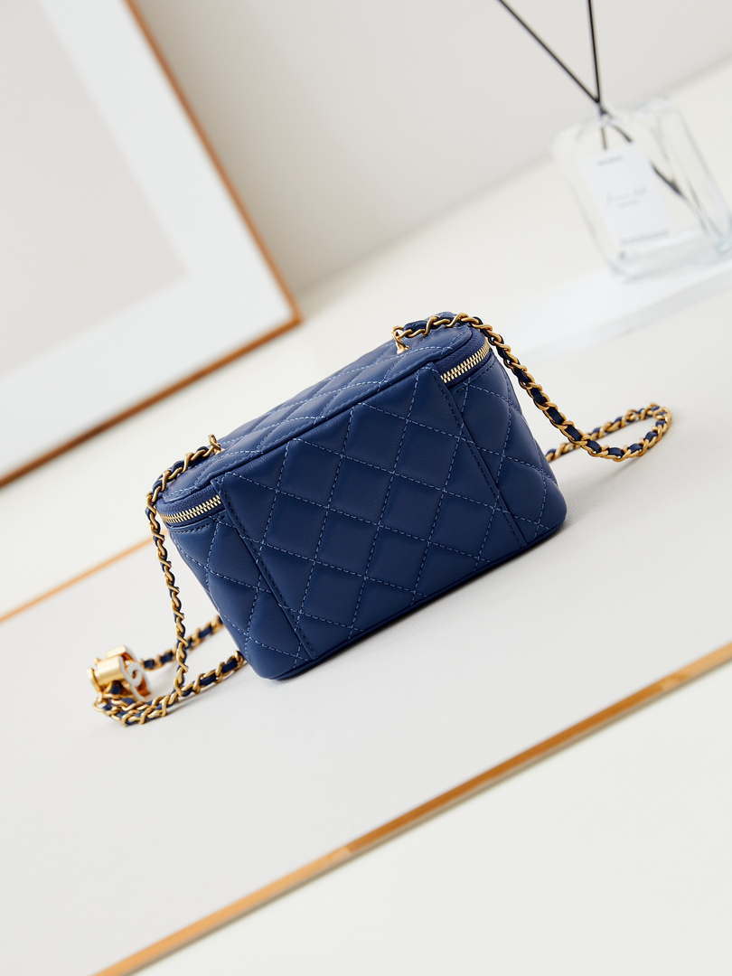 Chanel AP3940 Clutch With Chain Lambskin Vanity Box bag with Enamel buckle Blue - Default Title - View 5