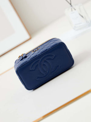 Chanel AP3940 Clutch With Chain Lambskin Vanity Box bag with Enamel buckle Blue - Default Title - View 6