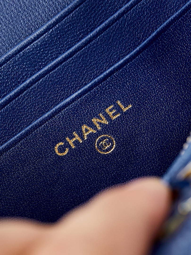 Chanel AP3940 Clutch With Chain Lambskin Vanity Box bag with Enamel buckle Blue - Default Title - View 9