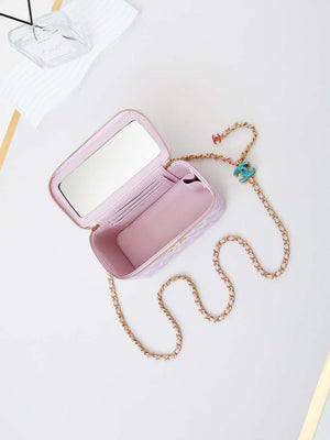 Chanel AP3940 Clutch With Chain Lambskin Vanity Box bag with Enamel buckle light Purple - Default Title - View 8
