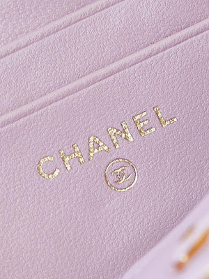 Chanel AP3940 Clutch With Chain Lambskin Vanity Box bag with Enamel buckle light Purple - Default Title - View 9