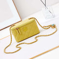 Chanel AP3940 Clutch With Chain Lambskin Vanity Box bag with Enamel buckle Yellow - Default Title - View 1