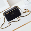 Chanel AP3940 Clutch With Chain Lambskin Vanity Box bag with Enamel buckle Black - Default Title - View 1